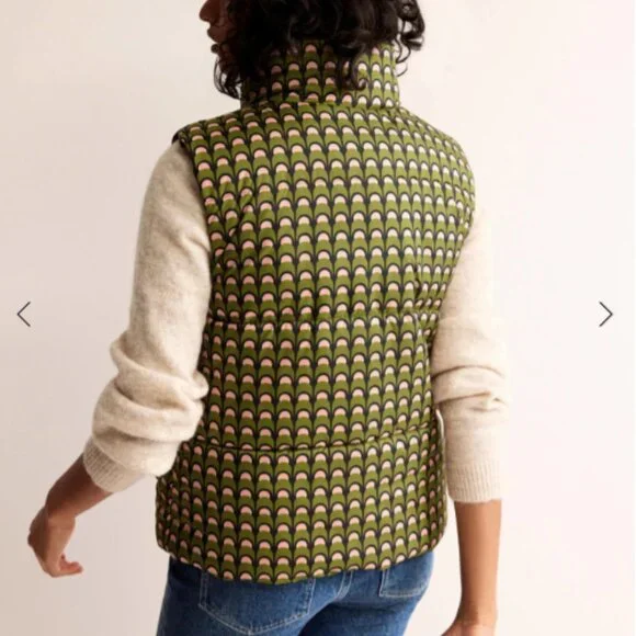 Like New Boden Fife Quilted Vest Pink and Green Geometric Vest Size 10 - Picture 3 of 12